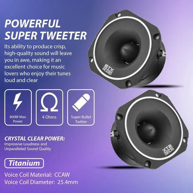 Alt view image 2 of 5 - STXAudio STX-55TW 3.4-Inch Super Tweeter Speaker, 4 Ohm, 800W Max Power, 105dB Sensitivity, Titanium Diaphragm, CCAW Voice Coil for Pro Car Audio