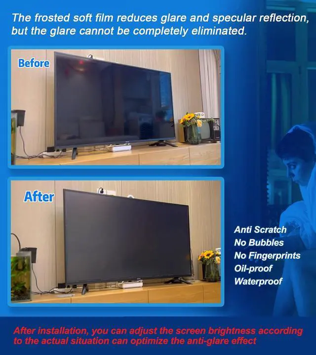 Alt view image 4 of 5 - TYRHMY 40 Inch Anti Glare TV Screen Protector Anti Glare for TV Blue Light Filter Matte Finish for Glare Reduction, Reflection Control, and Optimising glare on TV screens