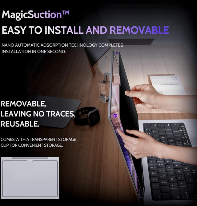 Alt view image 2 of 5 - Peslv NanoSuction Privacy Screen for MacBook Pro 14 Inch