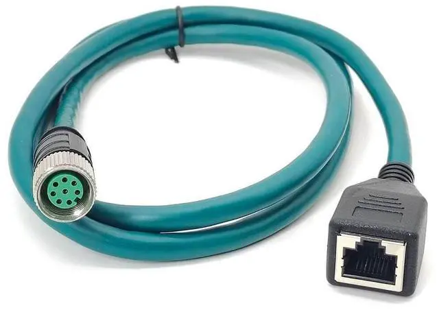 Alt view image 5 of 5 - M12 8 Pin A Code Female to RJ45 Female High Flex Cat6 Industrial Ethernet PVC Cable 1M