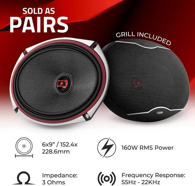 Alt view image 2 of 5 - DS18 EXL-SQ6.9 6X9Inch, 3-Ohm 2 -Way High Sound Quality Coaxial Car Speakers, with Sleek Compact Design Providing Superior Bass Response, 560 Watts -Set of 2, Black