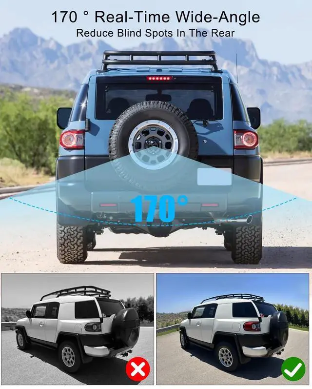 Alt view image 5 of 5 - Rear View Backup Camera Replace 86790-35040 8679035040 Fit for Toyota FJ Cruiser 2009-2014, High-Definition Parking Assist Camera 170 Ultra-Wide Angle