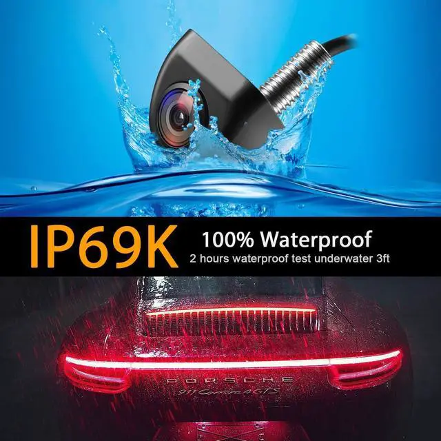 Alt view image 2 of 5 - NATIKA Chrome Backup/Front View Camera,IP69K Waterproof Good Night Vision HD and Super Wide Angle Metal OEM Style Chrome Reverse Rear View Backup Camera for Cars Pickup Trucks SUVs RVs Vans (Chrome)