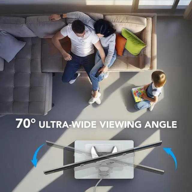 Alt view image 4 of 5 - AX WABER Floor TV Stand with Power Outlet& Shelf, Universal TV Stand Mount for 27-65 inch TV up to 88lbs, 70 Degree Swivel 9 Level Height Adjustable with Tempered Glass Base for Bedroom, Office White