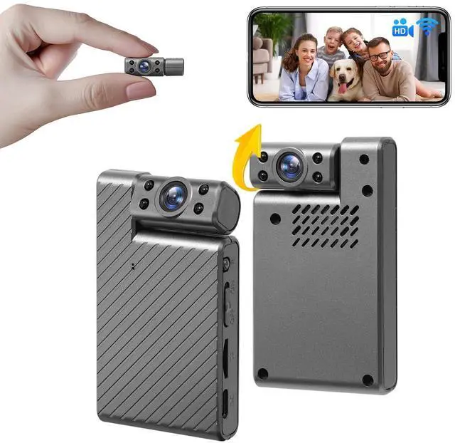 Main image of KANUIMA Mini Wireless Camera HD 180 Rotating Cameras Smallest WiFi Security Camara, Portable Nanny Cam Night Vision Tiny Rotatable Cams for Home Room Office Indoor Outdoor (Silver)