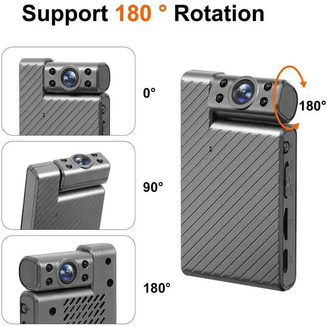 Alt view image 2 of 5 - KANUIMA Mini Wireless Camera HD 180 Rotating Cameras Smallest WiFi Security Camara, Portable Nanny Cam Night Vision Tiny Rotatable Cams for Home Room Office Indoor Outdoor (Silver)