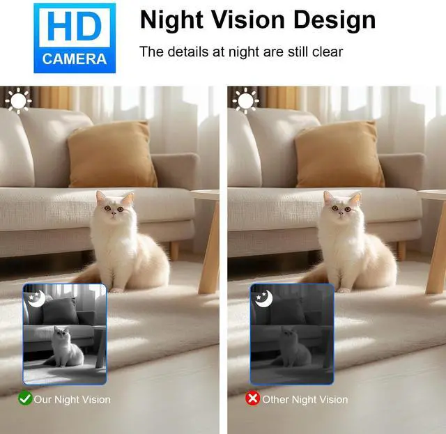 Alt view image 5 of 5 - KANUIMA Mini Wireless Camera HD 180 Rotating Cameras Smallest WiFi Security Camara, Portable Nanny Cam Night Vision Tiny Rotatable Cams for Home Room Office Indoor Outdoor (Silver)