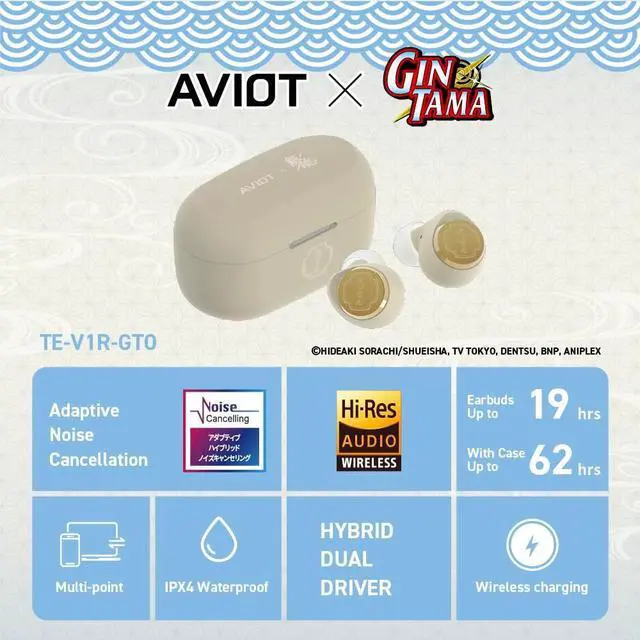 Alt view image 2 of 5 - AVIOT TE-V1R-GTO Gintama Collaboration Wireless Earbuds Officially Licensed, Sepcial Package,Desgin,Japanese Sepcial Voice, Adaptive Noise Cancelling, Bluetooth 5.3(Ossan Model)