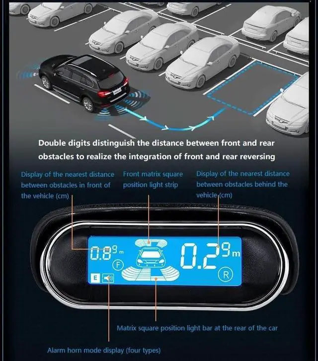 Alt view image 2 of 5 - Dual Core Parking 6 Sensors Rear Front View LCD Display Reverse Backup Radar New Adjustment Car LCD Dual-Display Dual-Core 6 Probe Reversing Backup Radar Dual Core Parking