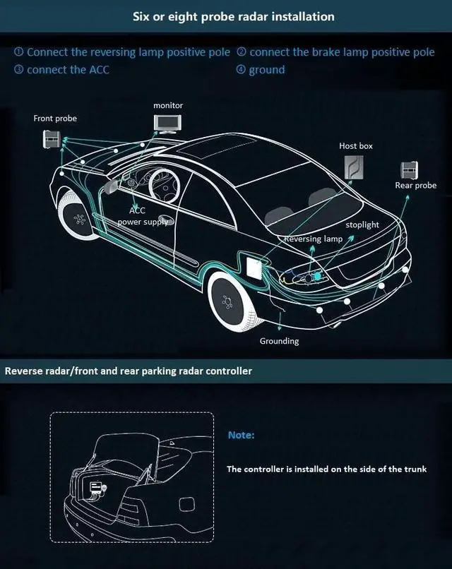 Alt view image 5 of 5 - Dual Core Parking 6 Sensors Rear Front View LCD Display Reverse Backup Radar New Adjustment Car LCD Dual-Display Dual-Core 6 Probe Reversing Backup Radar Dual Core Parking