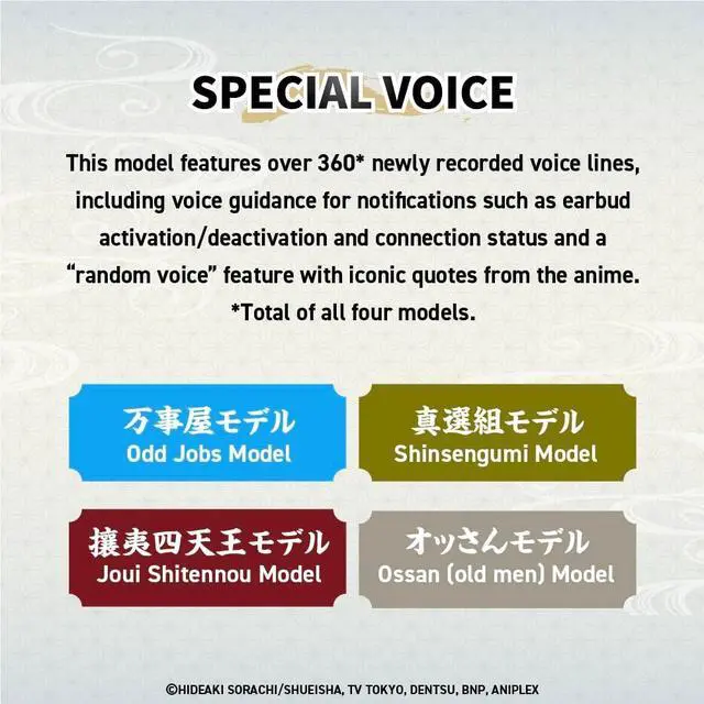 Alt view image 4 of 5 - AVIOT TE-V1R-GTO Gintama Collaboration Wireless Earbuds Officially Licensed, Sepcial Package,Desgin,Japanese Sepcial Voice, Adaptive Noise Cancelling, Bluetooth 5.3(Ossan Model)