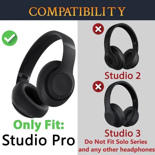 Alt view image 2 of 5 - SOULWIT Lambskin Replacement Earpads for Beats Studio Pro Wireless Noise Cancelling Headphones, Cushions Ear Pads with High-Density Noise Isolation Foam - Black