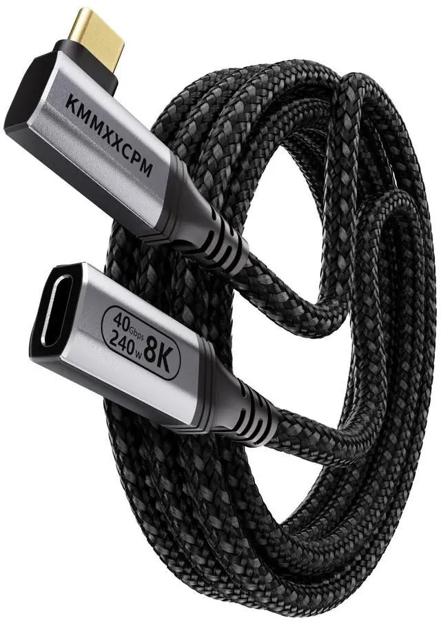 Main image of KMMXXCPM 6.6FT USBC Extension Cable Right Angle Compatible with Thunderbolt 4/3,USB4 40Gbps Data Transfer,90 Degree USB C Male to Female Cable,Type C Extension 240W Fast Charging,8K/4K Video Display.