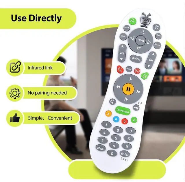 Alt view image 2 of 5 - RYQIF Replacement Remote Control fits TiVo MEDIACOM RCN TIVO SMLD-00266-000 URC-7020BC0-XXXX-R -White