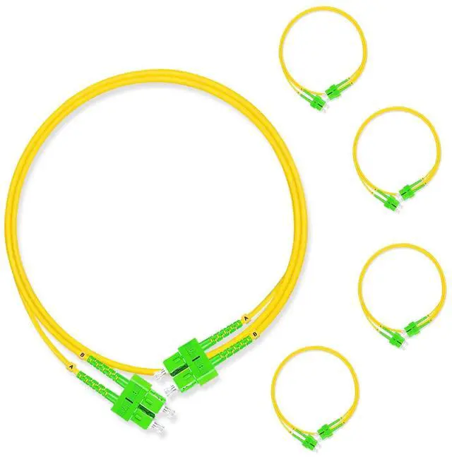 Main image of 5Pcs 1 Meter Fiber Optic Patch Cord SC APC to SC APC, Duplex Single Mode Fiber Cable Jumper OS2 G652D 9/125m, 1310nm/1550nm LSZH 3.0mm