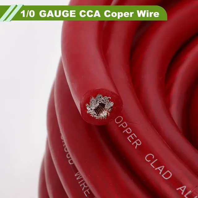 Alt view image 5 of 5 - HOPESPANNER 1/0 Gauge Copper - Clad Aluminum (CCA) Automotive Wire Power Wire Battey Cable Car Audio Speaker RV Trailer & Amp Wire- 50FT Each-Black& Red