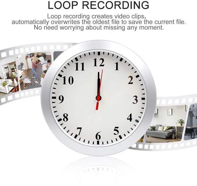 Alt view image 3 of 5 - Pelay Hidden Camera Detector Wall Clock 1080P No WiFi Security Camera Nanny Cam Video Recorder with Motion Detection, No Audio Home/Office Surveillance
