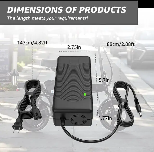 Alt view image 2 of 5 - Norward 54.6V Charger for Jetson Haze,Lithium Battery Charger Compatible with Jetson Haze JHAZE-BLK JHAZE-BLK-OB JHAZE-CAN-BLK JHAZEBLK Electric Power Cord