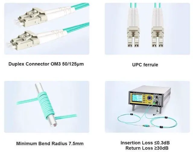 Alt view image 3 of 4 - FLYPROFiber- 0.2M-6Pack OM3 LC to LC Fiber Patch Cable, MM Multimode Fiber Optic Cable, MMF Multi Mode Fiber Jumper Cord, 10Gb/40Gb, Duplex, 50/125um, LSZH, 0.2M(7in)-6Pack