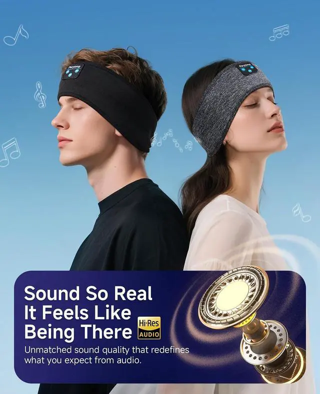 Alt view image 3 of 5 - Perytong 2 Pack Sleep Headphones, Sleeping Headphones ^^ Bluetooth Headband with Ultra-Thin HD Stereo Speaker, Wireless Headphone for Sports, Insomnia, Yoga, Air Travel, Meditation