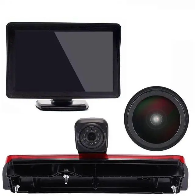 Main image of HD 1280 * 720 Pixel Third 3rd Brake Light Backup Camera Top Mount Rear Light Lamp Reverse Camera+4.3" LCD Monitor Replacement for Ford Transit Connect 2014-2017 Transporter