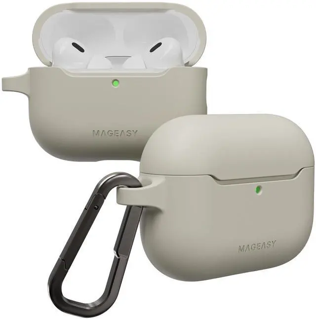Main image of MAGEASY Skin AirPods Pro 3 Case Cover with Carabiner Clip, Shockproof TPU Protection, Support MagSafe Wireless Charging for Apple AirPods 3 Pro Case Stain-Resistant (Starlight)