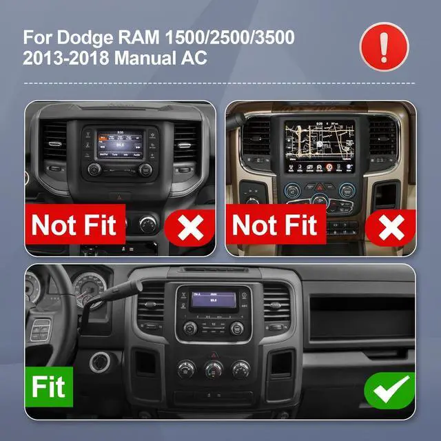 Alt view image 2 of 5 - 9 Inch IPS Touchscreen Android 13 Car Stereo for Dodge RAM 1500 2500 3500 2013-2018 with Wireless CarPlay & Android Auto 2+32GB Car Radio, Support WiFi6, Bluetooth 5.4, FM, Backup Camera (Manua