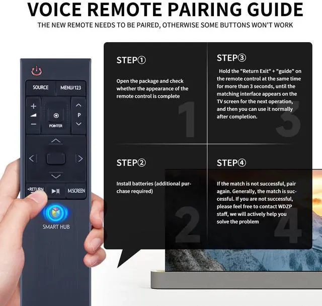 Alt view image 4 of 5 - BN59-01220D Voice TV Remote Control Replacement Compatible for Samsung 4K HUB TV Sub BN59-01220G BN59-01220A (USB are Not Inclued)