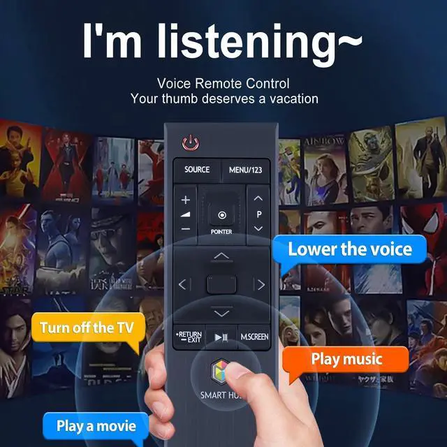 Alt view image 3 of 5 - BN59-01220D Voice TV Remote Control Replacement Compatible for Samsung 4K HUB TV Sub BN59-01220G BN59-01220A (USB are Not Inclued)