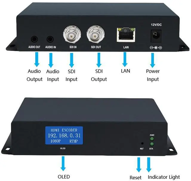 Alt view image 2 of 5 - ORIVISION H.265 HEVC SDI Video Encoder with OLED,HTTP,UTP,RTSP,RTMP,RTMPS,SRT,RTP Protocol,for Live Broadcast on YouTube Facebook Wowza Xtream Codes,Support POE(CE & FCC)