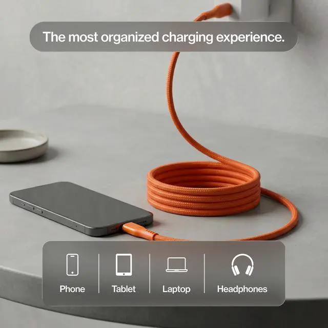 Alt view image 4 of 5 - Statik MagStack Pro USB C to USB C Cable, Magnetic Type C Charger Fast Charging Cord, On The Go Magnetic Charging Cable for Car, Compatible with iPhone, iPad & Android, Orange 100W 6FT, 5 Pack