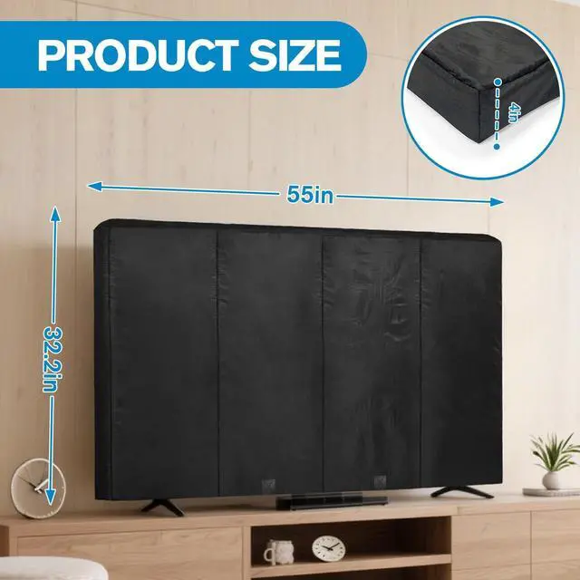 Alt view image 2 of 5 - JZHLLA Waterproof Oxford TV Cover for Moving 0.25 Inch Thick Tear Resistance Screen Protector Cover Fits 50"-55" TV with Foam Filling and Bottom Strap for House Moving, Storing