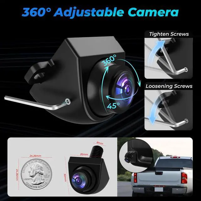 Alt view image 4 of 5 - Bzgnl AHD 1080P Vehicle Backup Camera for Car,360Rotatable Reverse Rear View Cameras Night Vision IP69K Waterproof Rear/Front/Side View Camera 170 Wide Angle Reverse Line Universal for Vehicles
