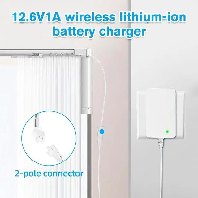 Alt view image 2 of 5 - 12.6V 1A Power Supply Charger for DC Motors #MTDCB-Charge Acmeda Recharger Compatible with All Rollease Automate Li-ion, Motorized Electric Roller Blinds Shades Charger