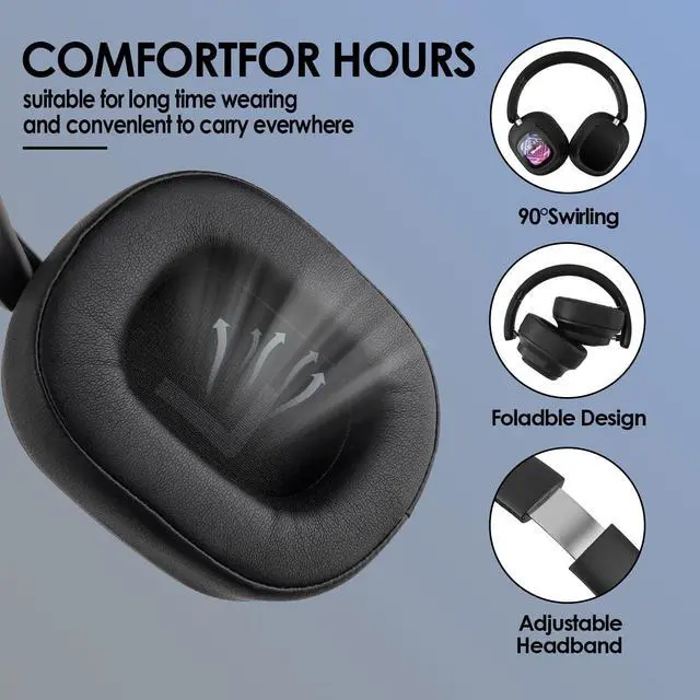 Alt view image 5 of 5 - Siindoo Hybrid ANC Wireless Headphones with Multi Magnetic Touch Control LED Screen,Built-in 1GB MP3 Player,APP Customization,HiFi Stereo Sound, Lightweight Foldable