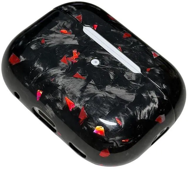 Main image of Fiberri Real Forged Carbon Fiber Case for AirPods Pro 2 (2022 Release) - Ultra-Thin & Lightweight Hard Shell Protective Cover - Supports MagSafe/Wireless Charging - Glossy Black/Red
