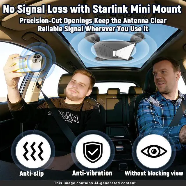 Alt view image 2 of 5 - WMDYFDC Starlink Mini Mount for Car & RV, 2-in-1 Window & Sunroof Suction Mount, Signal-Safe Silicone Protective Cover with Carabiners