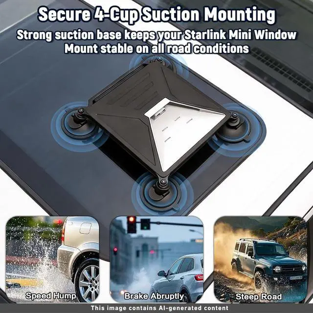 Alt view image 3 of 5 - WMDYFDC Starlink Mini Mount for Car & RV, 2-in-1 Window & Sunroof Suction Mount, Signal-Safe Silicone Protective Cover with Carabiners