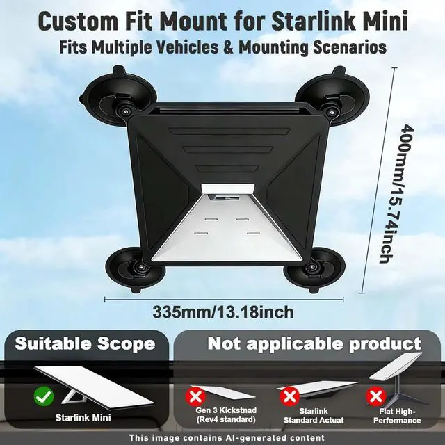 Alt view image 4 of 5 - WMDYFDC Starlink Mini Mount for Car & RV, 2-in-1 Window & Sunroof Suction Mount, Signal-Safe Silicone Protective Cover with Carabiners