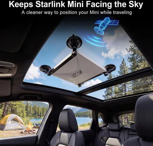 Alt view image 2 of 5 - Starlink Mini Mount Starlink Mini Car Mount Suction Cup Holder for Sunroof & Window, Strong Vacuum Base, Starlink Mini Accessories for RV, Boat, Truck (Black) (Black)