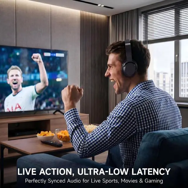 Alt view image 3 of 5 - Wireless Headphones for TV Watching, TV Headphones Wireless for Seniors with Versatile Transmitter Charging Dock, Instant Audio Sync, 60-Hour Playtime, Perfect for Parents & Seniors, Bla