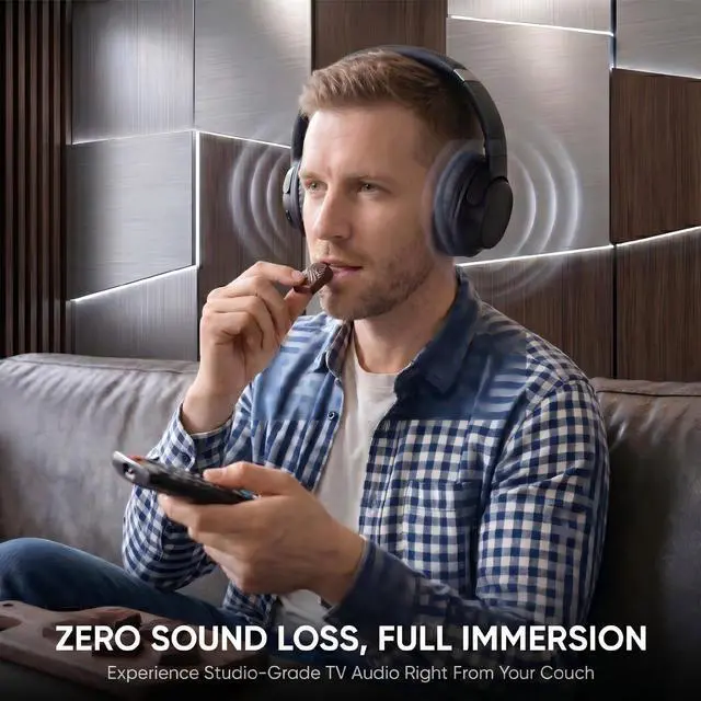 Alt view image 2 of 5 - Wireless Headphones for TV Watching, TV Headphones Wireless for Seniors with Versatile Transmitter Charging Dock, Instant Audio Sync, 60-Hour Playtime, Perfect for Parents & Seniors, Bla
