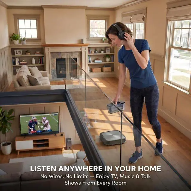 Alt view image 5 of 5 - Wireless Headphones for TV Watching, TV Headphones Wireless for Seniors with Versatile Transmitter Charging Dock, Instant Audio Sync, 60-Hour Playtime, Perfect for Parents & Seniors, Bla