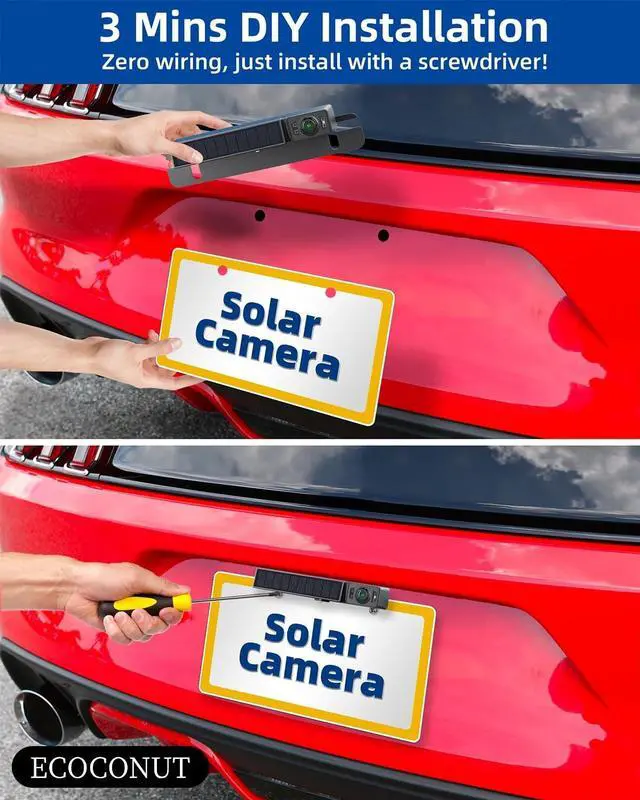 Alt view image 4 of 5 - Solar Wireless Backup Camera with IR Night Vision, 3 Mins No Wires Install, Equip with 5'' HD 1080P Monitor, IP69K Waterproof Rear View Reverse Camera for Cars Trucks Trailers RV