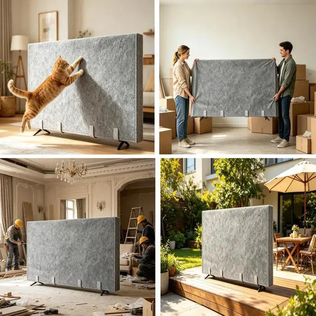 Alt view image 4 of 5 - NITIIKA Upgrade Felt TV Cover for 50"-55" Screens, Anti-Static & Dustproof, Tear & Scratch Resistant, Reusable TV Protector with Straps for Moving, Painting, Renovation,Storage