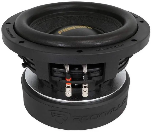 Alt view image 4 of 5 - Rockville Punisher 8D2 3000W Peak/750W RMS Car Audio Subwoofer Dual 2-Ohm, Non-Pressed Paper Cone, Aluminum Basket, High-Power Bass, for Competition and Car Audio Enthusiasts