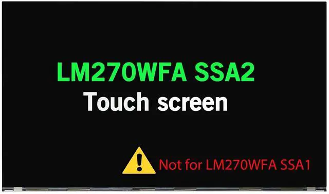 Main image of 27.0" Screen Replacement for Lenovo 5D10W33957 LM270WFA SS A2 LCD Display Panel LM270WFA-SSA2 LM270WFA(SS)(A2) FHD 19201080 (Touch Screen)