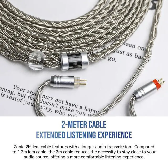 Alt view image 3 of 5 - Linsoul Tripowin Zonie IEM Cable, 2m Long Earbud Cord, 16 Core Silver Plated Earphone Cable, in Ear Monitor Wire for Audiophile Musician (2Pin)