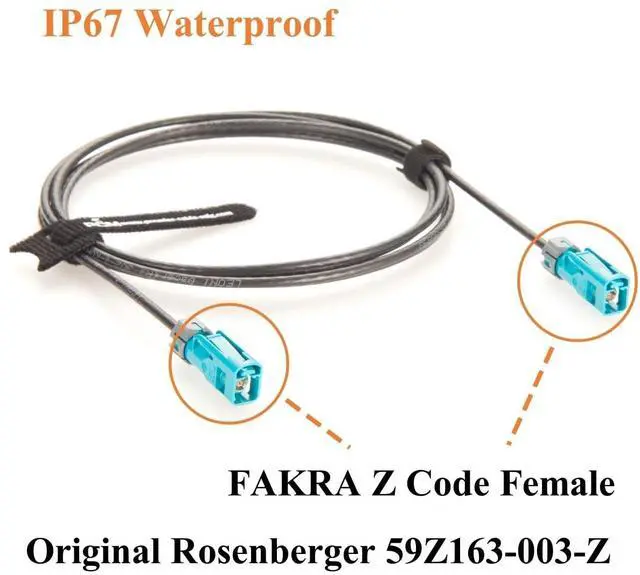 Alt view image 3 of 5 - IP67 Waterproof Rosenberger Fakra Z Female to Female RF Coaxial Cable 59Z163-003-Z Vehicle GPS Antenna Cable for GMSL2 & FPD-Link III Camera, ADAS, Embedded Vision Cameras, Infotainment (2M/6.6FT)