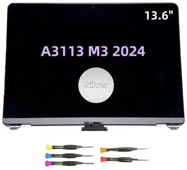 Main image of Fotisangea New LCD for MacBook Air Retina 2024 M3 A3113 EMC 8611 MRXP3 MRXR3 MRXU3 MRXN3 MRXQ3 MRXT3 MRXV3 13.6inch 2560x1664 Full LCD Screen Display Assembly Silver